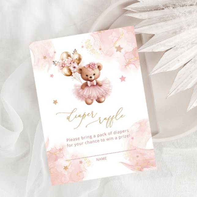 Balloons Teddy Bear Diaper Raffeln Tickets Begleitkarte (Von Creator hochgeladen)