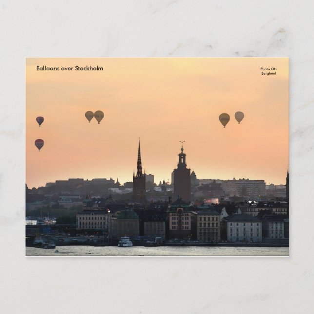 Balloons über Stockholm. Postkarte (Vorderseite)