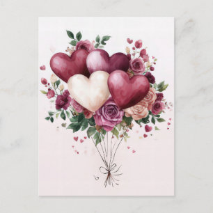 Balloons und Blume Valentins Gruß Postkarte