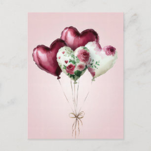 Balloons und Blume Valentins Gruß Postkarte