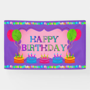 Balloons und Kuchen zum Geburtstag Banner