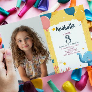 Balloons und Party des Gelben Kindergeburtstags Einladung