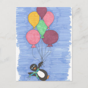 Balloons und Pinguin-Künstler-Postkarte Postkarte