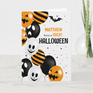Balloons und Polka Punkte mit Namen Halloween Karte