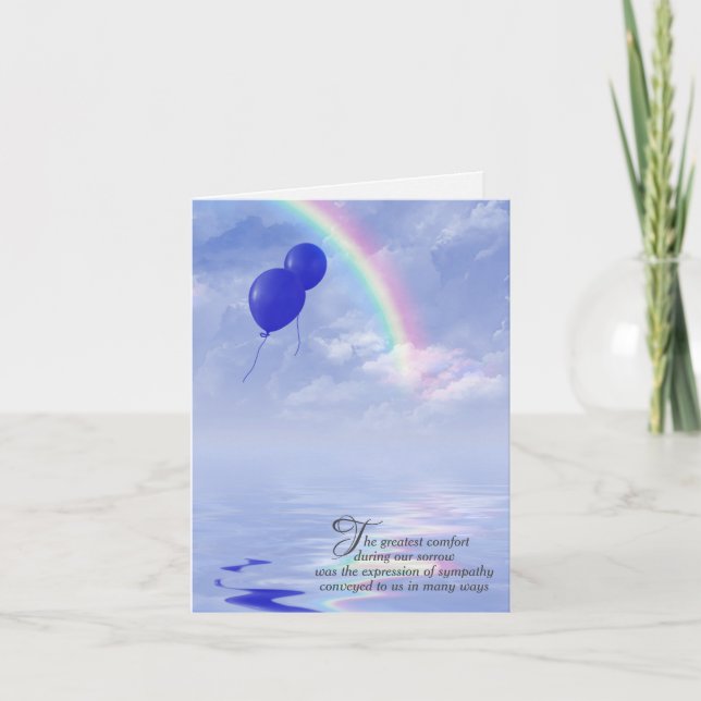 Balloons und Rainbow-Beileid Danke-Card Karte (Vorderseite)