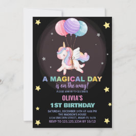Balloons Unicorn Einladungen zum Geburtstag