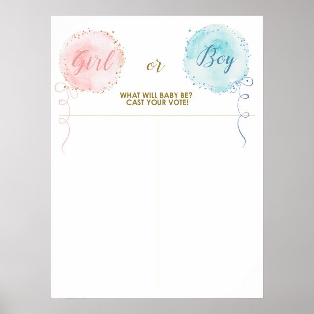 Balloons Wählen Sie Ihre Stimme, Baby oder Junge Poster (Vorne)