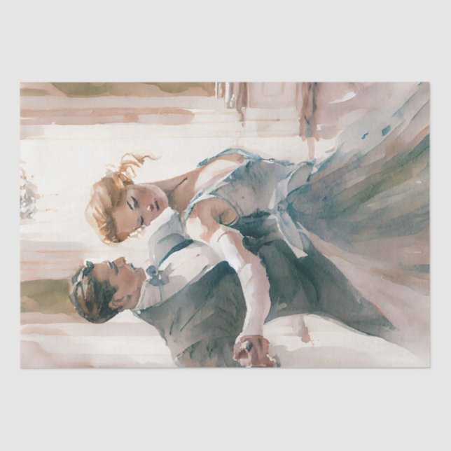 Ballroom Couple Dancing Watercolor Seidenpapier (Vorderseite)