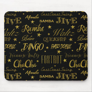 Ballroom Dance All Over Pattern Gold Imitats Glitz Mousepad