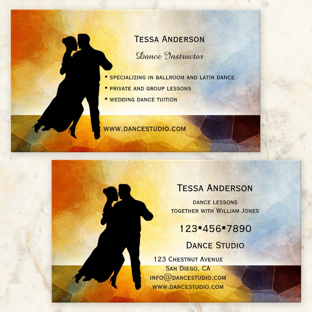 Ballroom Dance Instructor Business Card Visitenkarte (Von Creator hochgeladen)