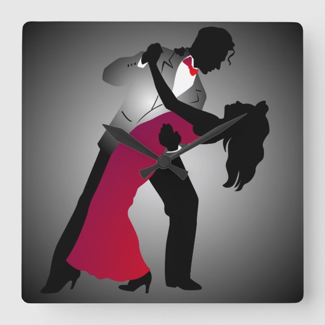 Ballroom Dancer Wall Clock Quadratische Wanduhr (Vorderseite)