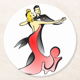 Ballroom Dancers tanzend Paar Swing Tanz Runder Pappuntersetzer