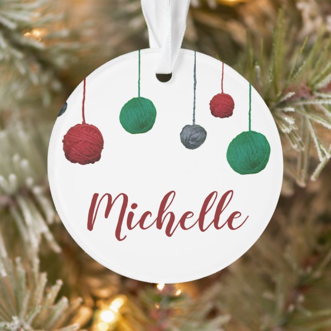 Balls aus Garn ・ Ihr Name ・ Strick Crochet Crafts Ornament (Baum)