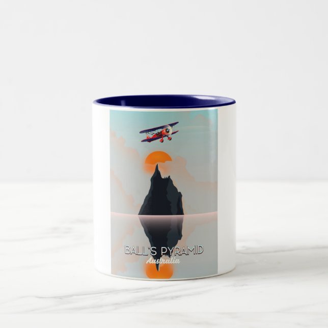 Balls Pyramid Australien Vintages Flugplakat Zweifarbige Tasse (Mittel)