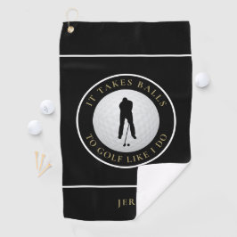 Balls Spaß Golfer Mit Monogramm Schwarzes Gold Golfhandtuch