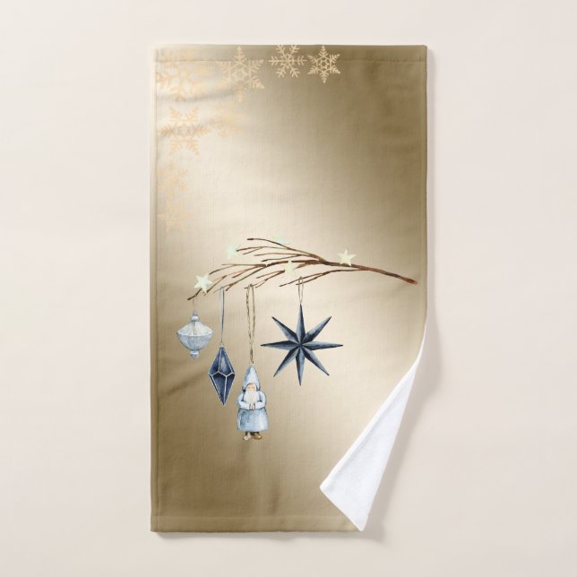 Balls, Weihnachtsmann, Baumzweigschneeflocken Badhandtuch Set (Handtuch)