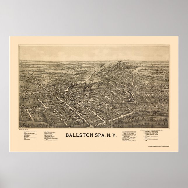 Ballston Wellness-Center, NY Panoramic Map - 1890 Poster (Vorne)