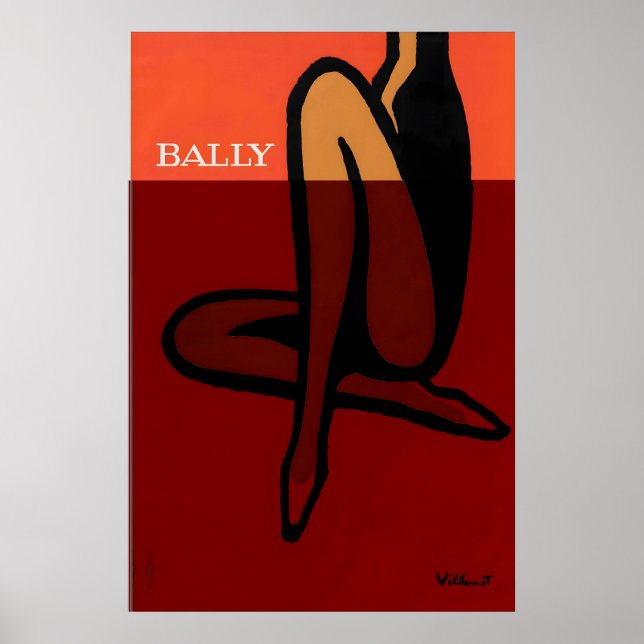 Bally Schuhe Vintage-Werbeplakat Poster (Vorne)