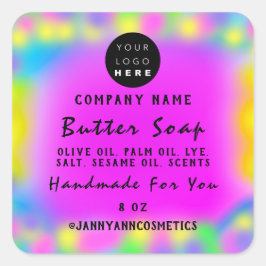 Balm Soap Kosmetik Holograph Custom Logo Abstrakt Quadratischer Aufkleber