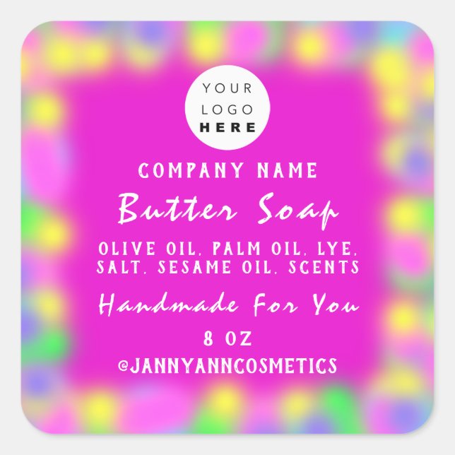 Balm Soap Kosmetik Holograph Custom Logo Nebel Quadratischer Aufkleber (Vorderseite)