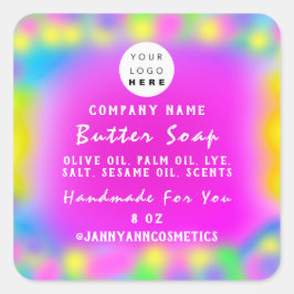 Balm Soap Kosmetik Holograph Custom Logo White Quadratischer Aufkleber