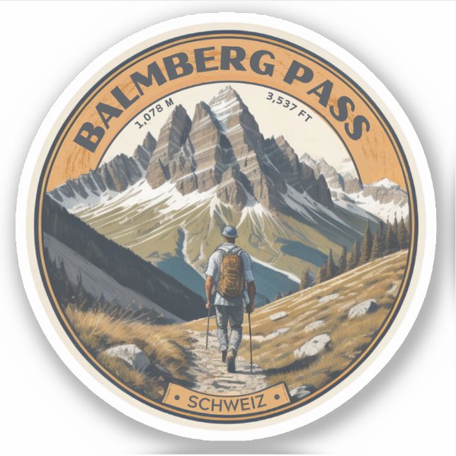 Balmberg Pass Schweizer Alpen Wanderwege Aufkleber (Vorderseite)