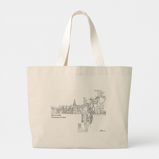 Balmoral Castle Highlander Scottie Dog Tote Bag Jumbo Stoffbeutel (Rückseite)