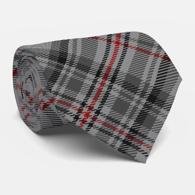 Balmoral Tartan Gray Black Red Royal Jubilee Krawatte (Gerollt)