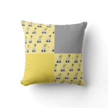 Balonbären Gelb und Grauwürfelkissen