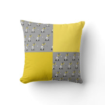 Balonbären Gelb und Grauwürfelkissen