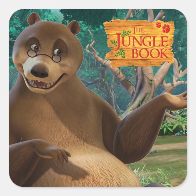 Baloo 4 quadratischer aufkleber (Vorderseite)