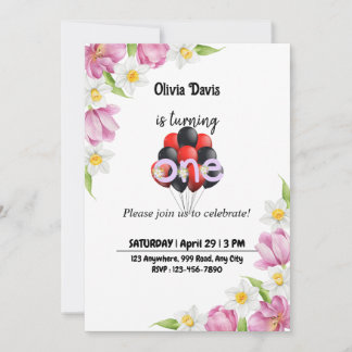 Baloon Thema 1 Jahr Geburtstagsparty Einladung