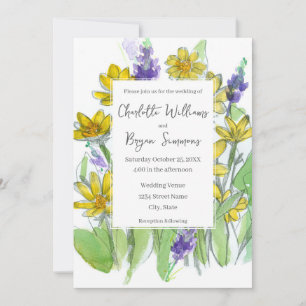 Balsam-Lupinen-Wildblumen-Aquarell-Hochzeit Einladung