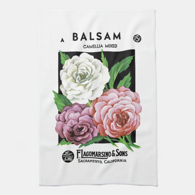 Balsamensamen Packungslabel Geschirrtuch (Vertikal)