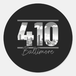Baltimore 410 Area Code Skyline Maryland Runder Aufkleber