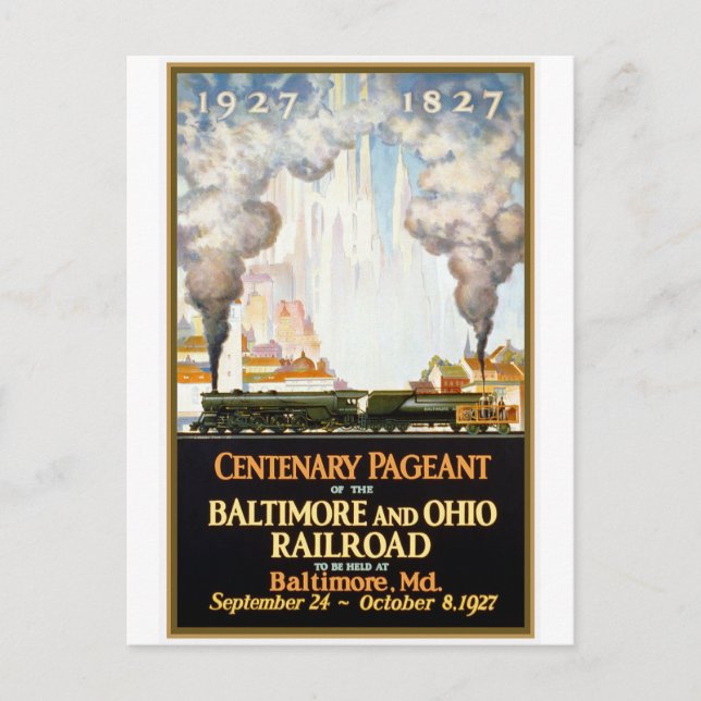 "Baltimore and Ohio Railway Centenary" Postkarte (Vorderseite)
