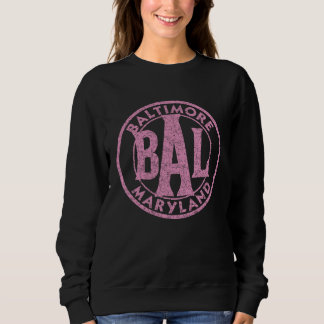 Baltimore BAL Circle Sign Distressed Pink Print Sweatshirt