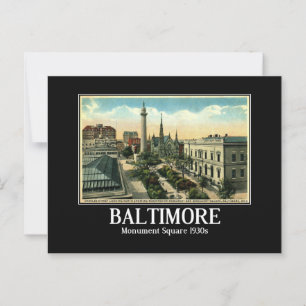 Baltimore, Charles St., Monument Square Vintag Postkarte