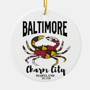 Baltimore Charm City Crab Keramik Ornament