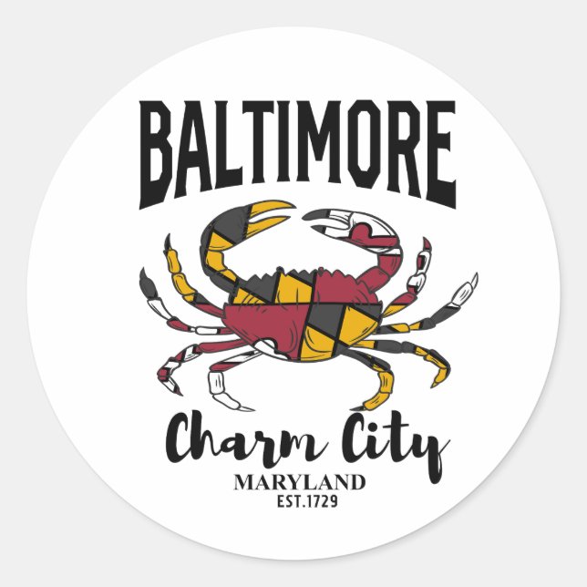 Baltimore Charm City Crab Runder Aufkleber (Vorderseite)