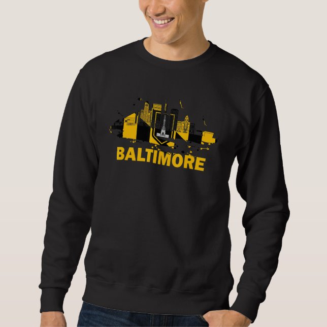 Baltimore City Flag Downtown Skyline Baltimore Sky Sweatshirt (Vorderseite)