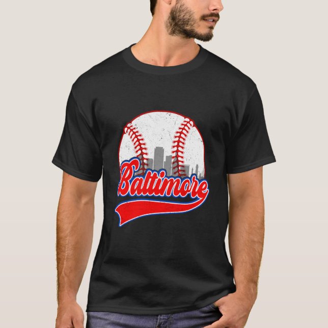 Baltimore Cityscape Baseball T-Shirt (Vorderseite)