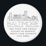 Baltimore | Custom City Message oder Slogan Magnet<br><div class="desc">Ein einzigartiger Magnet für die schöne Stadt Baltimore,  Maryland. Dieser Schlüsselanhänger zeigt die einzigartige Skyline der Stadt mit ihrem Namen darunter. Unter dem Namen der Stadt finden Sie einen Platz für Ihren einzigartigen Slogan oder Ihre Aussage über Ihre Lieblingsstadt.</div>