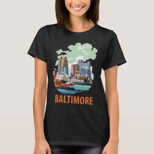Baltimore Harbor Skyline Blau Reisen T-Shirt