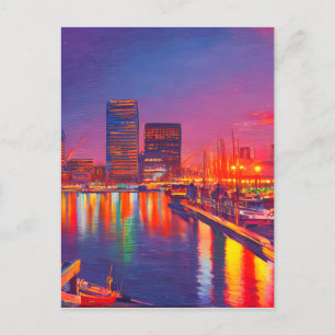 Baltimore Innenhafen bei Nacht Postkarte
