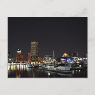 Baltimore Innenhafen bei Nacht Postkarte