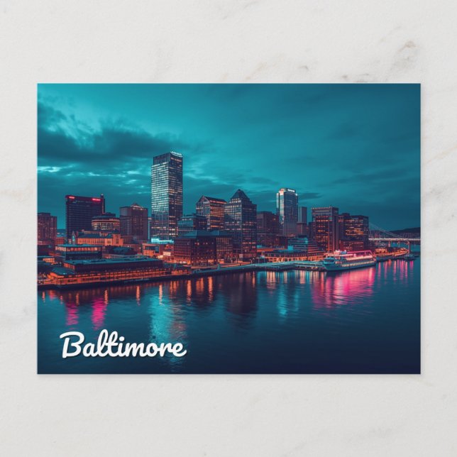 Baltimore Inner Harbor Night View Postkarte (Vorderseite)