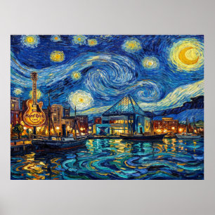 Baltimore Inner Harbor Sternennacht Poster