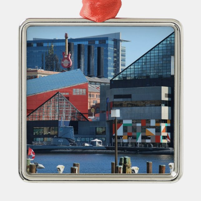 Baltimore Inner Harbour Silbernes Ornament (Vorne)
