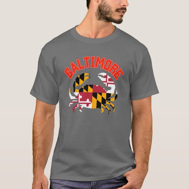 Baltimore Krabbe mit Maryland Fahne für Ferien-Lie T-Shirt (Vorderseite)